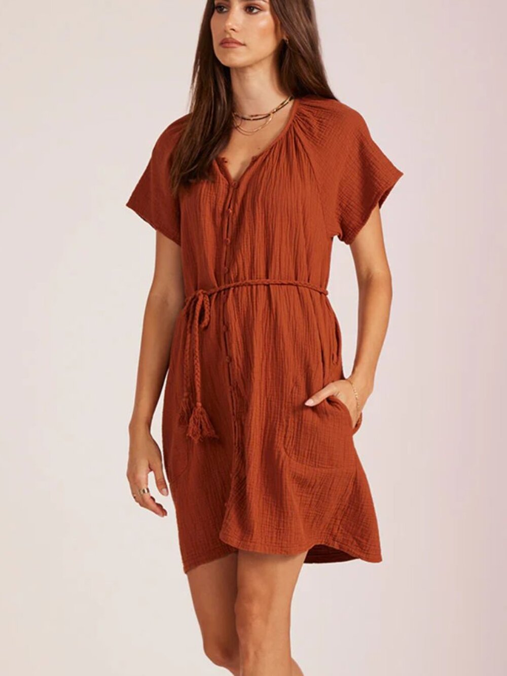 Bobi Belted Mini Dress
